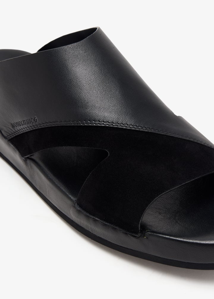 OBI - Men’s Calf Leather & Suede Sandal (black)